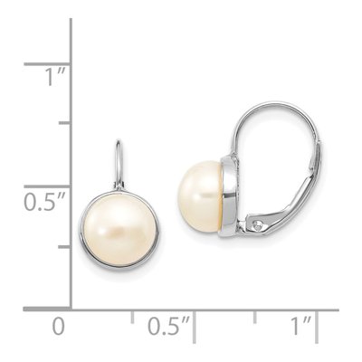 14K White Gold Freshwater Cultured Pearl Leverback Earrings – view 4