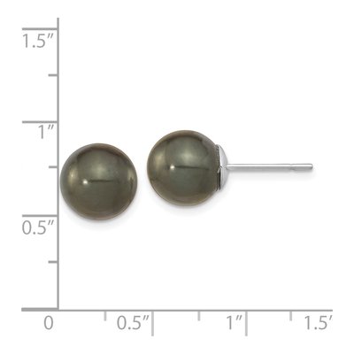 14K White Gold Round Black Tahitian Cultured Pearl Stud Earrings – view 4