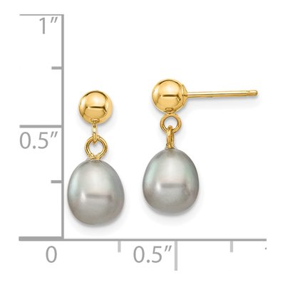 14K Yellow Gold Grey Freshwater Cultured Pearl Dangle Earrings – view 5