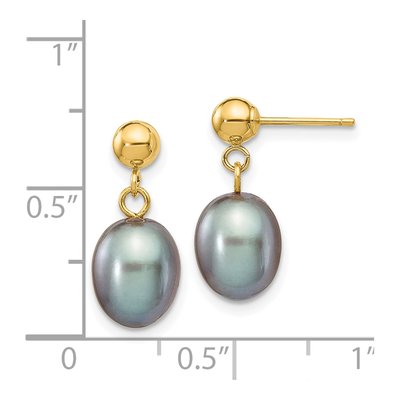 14K Yellow Gold Grey Freshwater Cultured Pearl Dangle Earrings – view 4