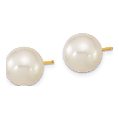 14K Yellow Gold Cultured Pearl Round Stud Earrings – view 2