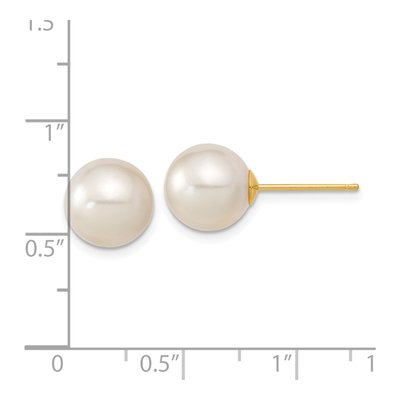 14K Yellow Gold Cultured Pearl Round Stud Earrings – view 4