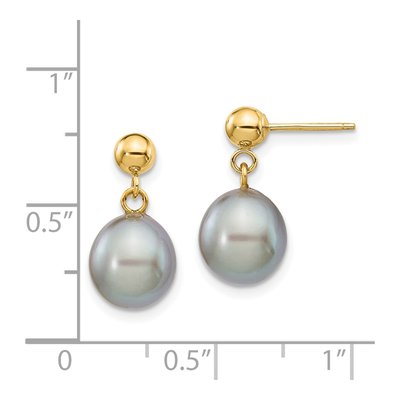 14K Yellow Gold Grey Freshwater Cultured Pearl Dangle Earrings – view 4