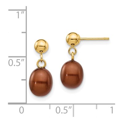 14K Yellow Gold Brown Freshwater Cultured Pearl Dangle Earrings – view 4