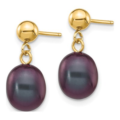 14K Yellow Gold Black Freshwater Cultured Pearl Dangle Earrings – view 2