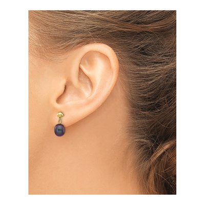 14K Yellow Gold Black Freshwater Cultured Pearl Dangle Earrings – view 3