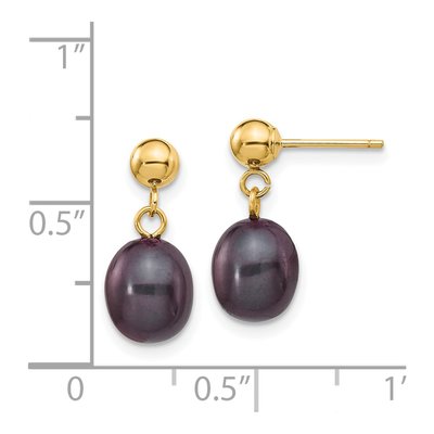 14K Yellow Gold Black Freshwater Cultured Pearl Dangle Earrings – view 4