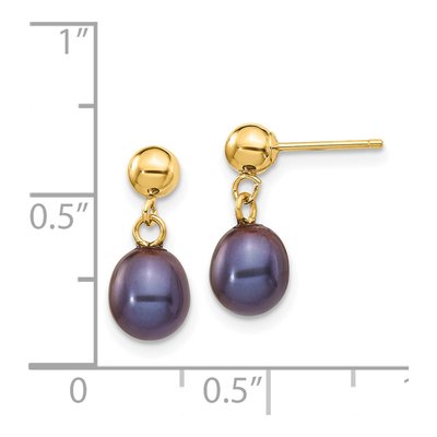14K Yellow Gold Black Freshwater Cultured Pearl Dangle Earrings – view 4