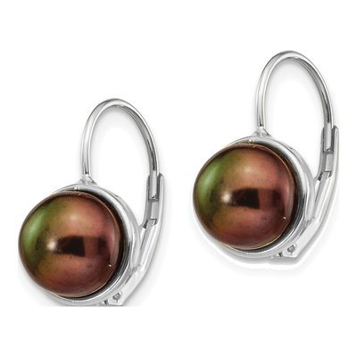 14K White Gold Freshwater Cultured Pearl Button Leverback Earrings – view 2