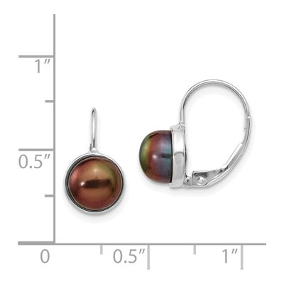 14K White Gold Freshwater Cultured Pearl Button Leverback Earrings – view 3