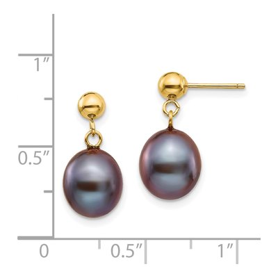 14K Yellow Gold Black Freshwater Cultured Pearl Dangle Earrings – view 4