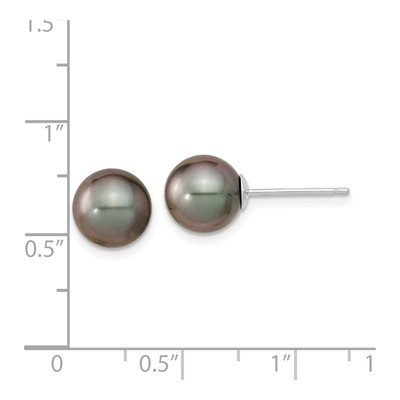 14K White Gold Round Black Tahitian Cultured Pearl Stud Earrings – view 4