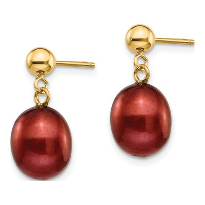 14K Gold Brown Freshwater Pearl Dangle Earrings – view 2