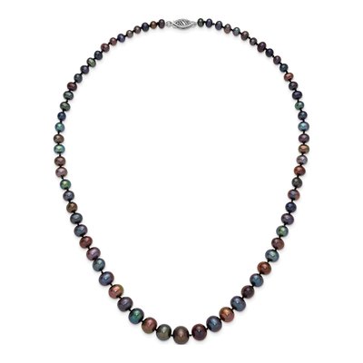 14K White Gold Black Freshwater Cultured Pearl Necklace – view 5