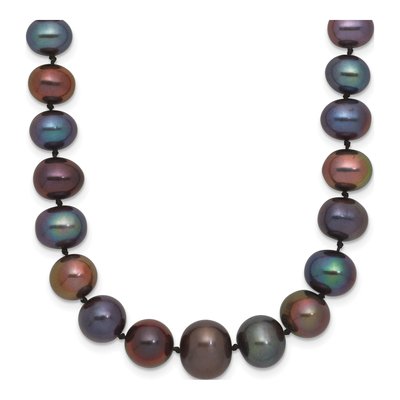14K White Gold Black Freshwater Cultured Pearl Necklace