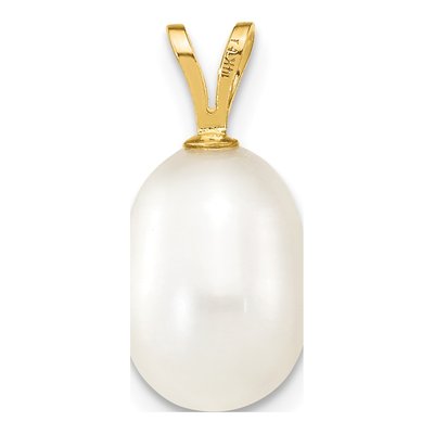 14K Yellow Gold Freshwater Cultured Pearl Rice Pendant – view 4