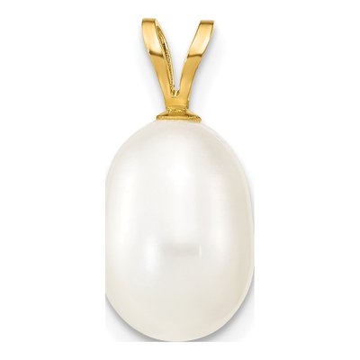 14K Yellow Gold Freshwater Cultured Pearl Rice Pendant