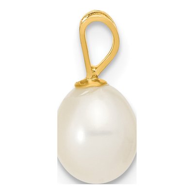 14K Yellow Gold Freshwater Cultured Pearl Rice Pendant – view 2