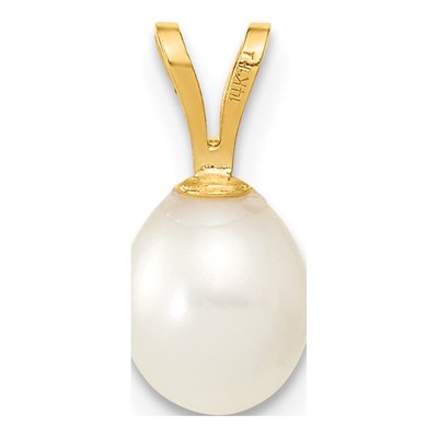 14K Yellow Gold Freshwater Cultured Pearl Rice Pendant – view 4