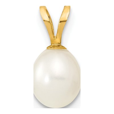 14K Yellow Gold Freshwater Cultured Pearl Rice Pendant