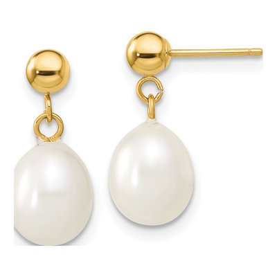 14K Gold Freshwater Pearl Necklace & Earring Set – view 2