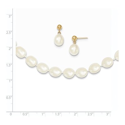 14K Gold Freshwater Pearl Necklace & Earring Set – view 3