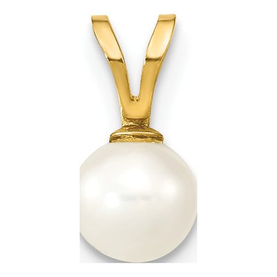 14K Yellow Gold Freshwater Cultured Pearl Round Pendant