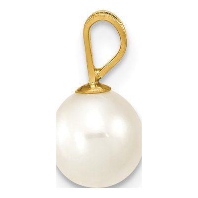 14K Yellow Gold Freshwater Cultured Pearl Round Pendant – view 2