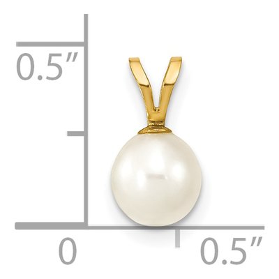 14K Yellow Gold Freshwater Cultured Pearl Round Pendant – view 3
