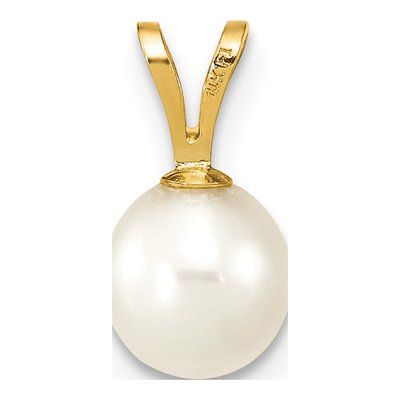 14K Yellow Gold Freshwater Cultured Pearl Round Pendant – view 4
