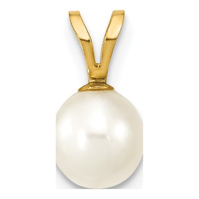 14K Yellow Gold Freshwater Cultured Pearl Round Pendant