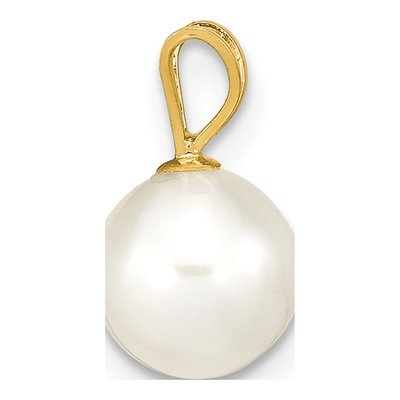14K Yellow Gold Freshwater Cultured Pearl Round Pendant – view 2