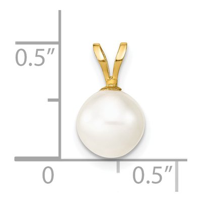14K Yellow Gold Freshwater Cultured Pearl Round Pendant – view 3