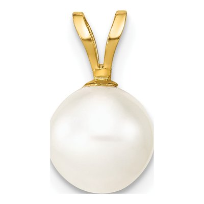 14K Yellow Gold Freshwater Cultured Pearl Round Pendant