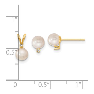 14K Gold Akoya Pearl & Diamond Earring Set – view 3