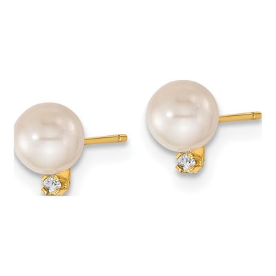 14K Gold Akoya Pearl & Diamond Earring Set – view 5