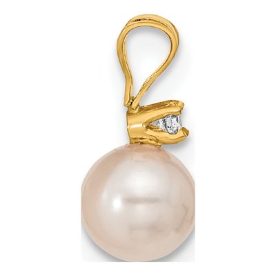 14K Gold Akoya Pearl & Diamond Earring & Pendant Set – view 2