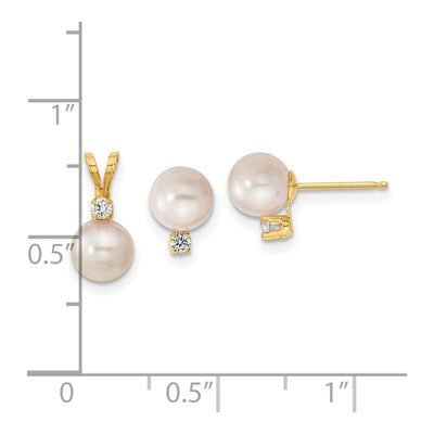 14K Gold Akoya Pearl & Diamond Earring & Pendant Set – view 3