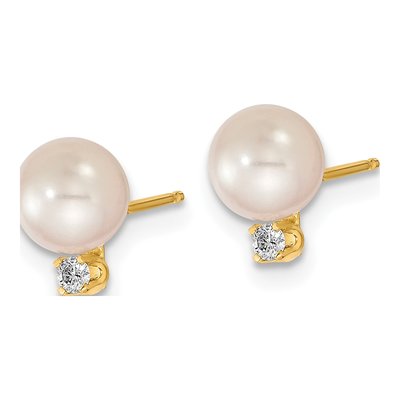 14K Gold Akoya Pearl & Diamond Earring & Pendant Set – view 5
