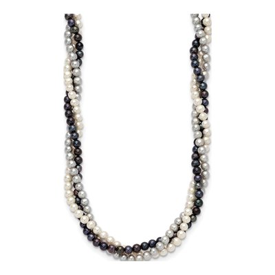 14K Gold 3-Strand Multicolor Pearl Necklace, 18in – view 2