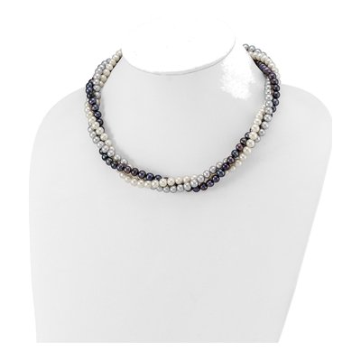 14K Gold 3-Strand Multicolor Pearl Necklace, 18in – view 3