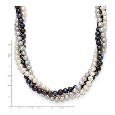 14K Gold 3-Strand Multicolor Pearl Necklace, 18in – view 4