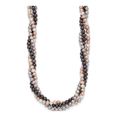 14K White Gold Freshwater Cultured Pearl 3-Strand Multicolor Necklace – view 3