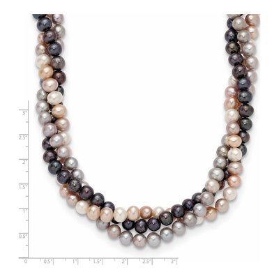 14K White Gold Freshwater Cultured Pearl 3-Strand Multicolor Necklace – view 5