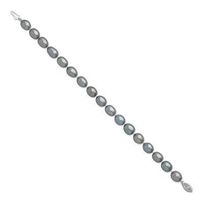 14K White Gold Grey Freshwater Cultured Pearl Bracelet – view 2