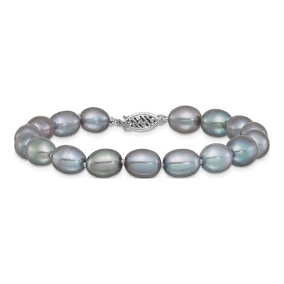 14K White Gold Grey Freshwater Cultured Pearl Bracelet – view 3