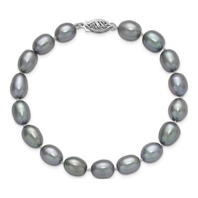 14K White Gold Grey Freshwater Cultured Pearl Bracelet – view 4