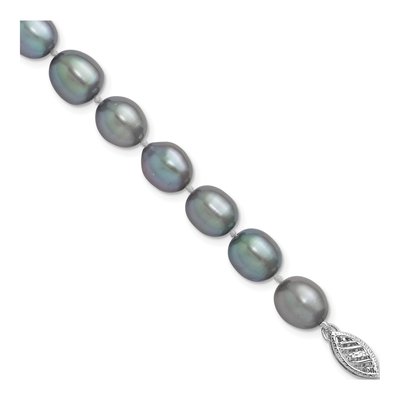 14K White Gold Grey Freshwater Cultured Pearl Bracelet
