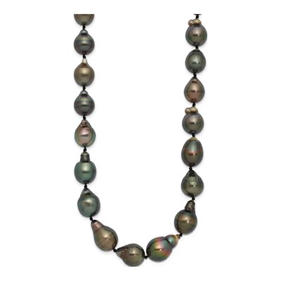 14K White Gold Black Tahitian Cultured Pearl Baroque Necklace – view 3