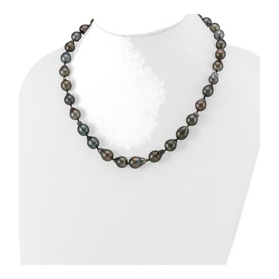 14K White Gold Black Tahitian Cultured Pearl Baroque Necklace – view 4
